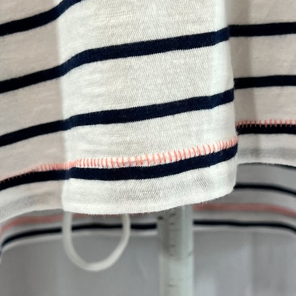 Vineyard Vines Surftee White & Navy Blue Stripes Orange Trim Top T-Shirt… - Picture 3 of 7